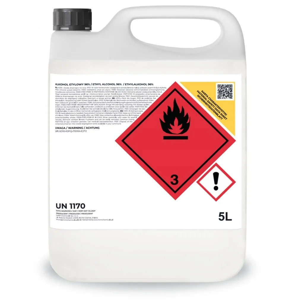 alkohol etylowy 5 litrowy 96% odtłuszczanie